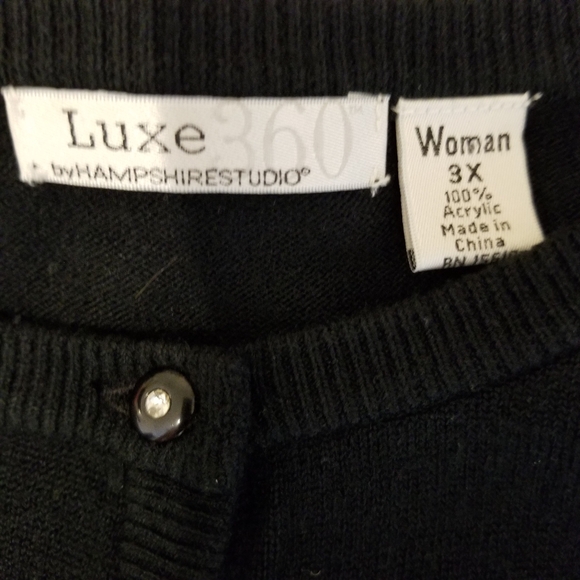Luxe 360 by Hampshire Studio Black Rhinestone Inlay Button Down Cardigan… - Picture 6 of 8